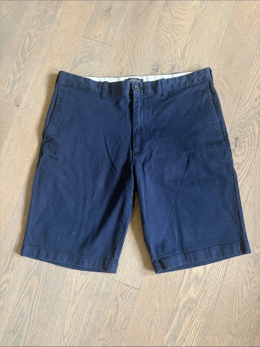 J. Crew Navy Flat-Front Cotton Chino Shorts